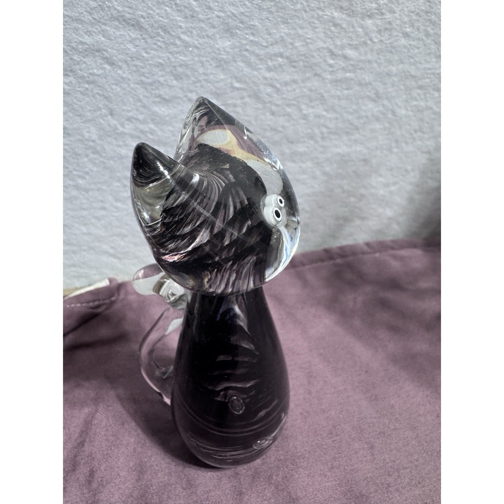 CATHERINE LABONTĖ Quebec‎ Art Glass Cartoon Cat 4." Tall. Purple. - Picture 3 of 16